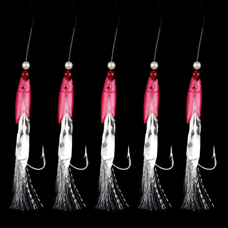 5 Pcs/Set Multi-Color Soft Silverskin Fishing Lure Set Imitation Fish Shrimp Bait wit lifestyle view