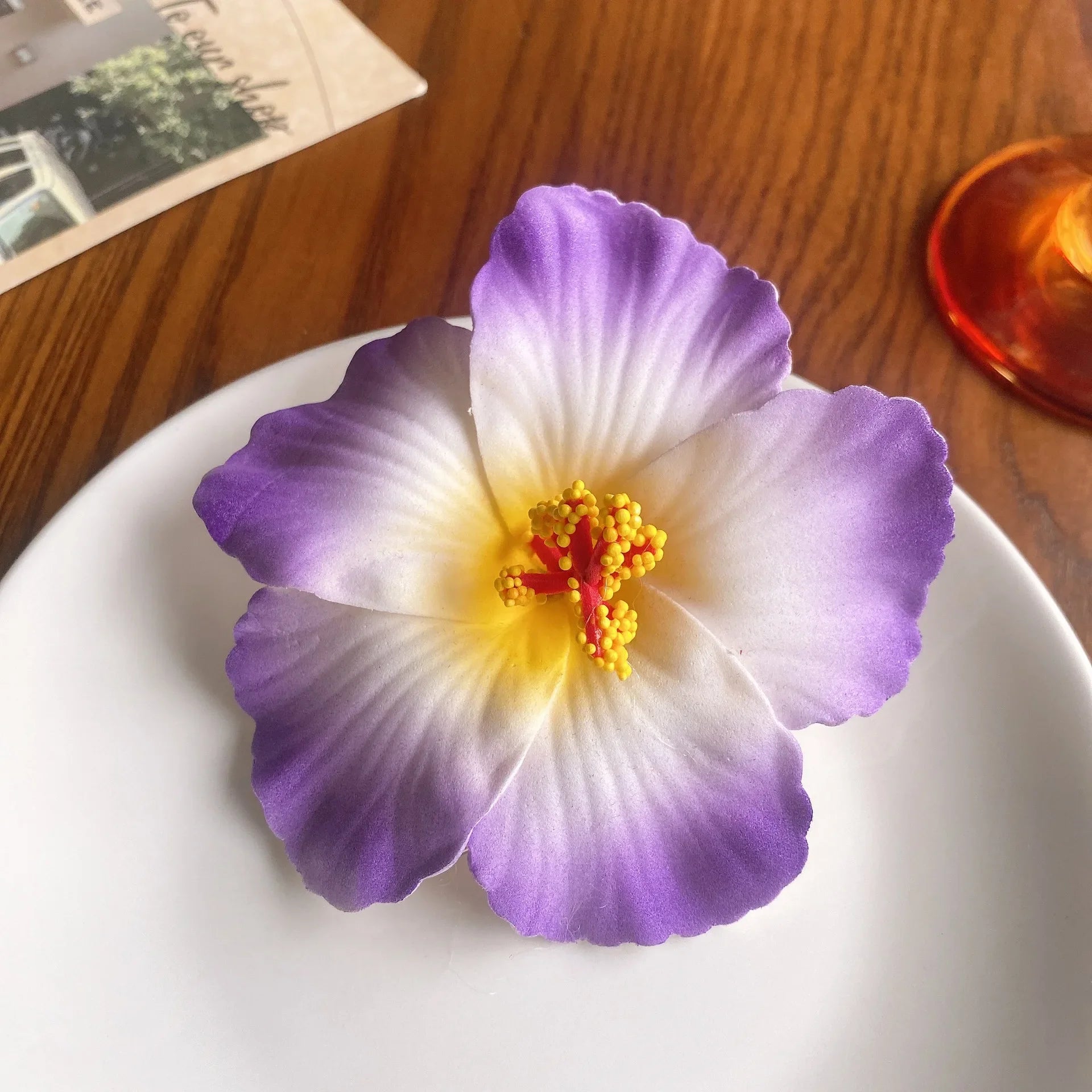 Egg Flower Hibiscus Hawaiian Headdress Dried Flower Hairpin Bangs Clip Duckbill Hair Clips Hair Accessories