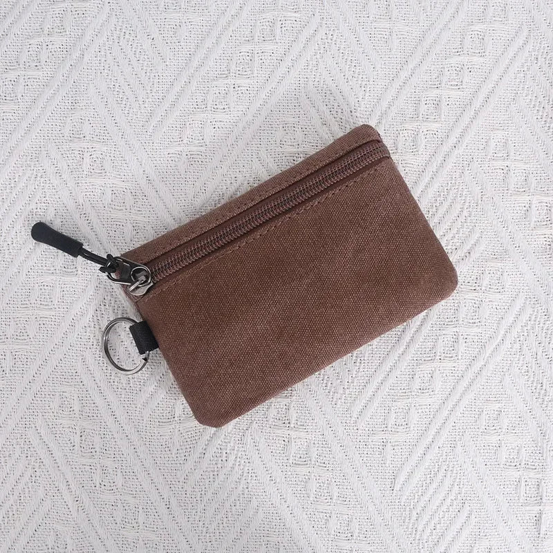 Canvas Mini Coin Wallet | Solid Color Zipper Key Bag lifestyle view
