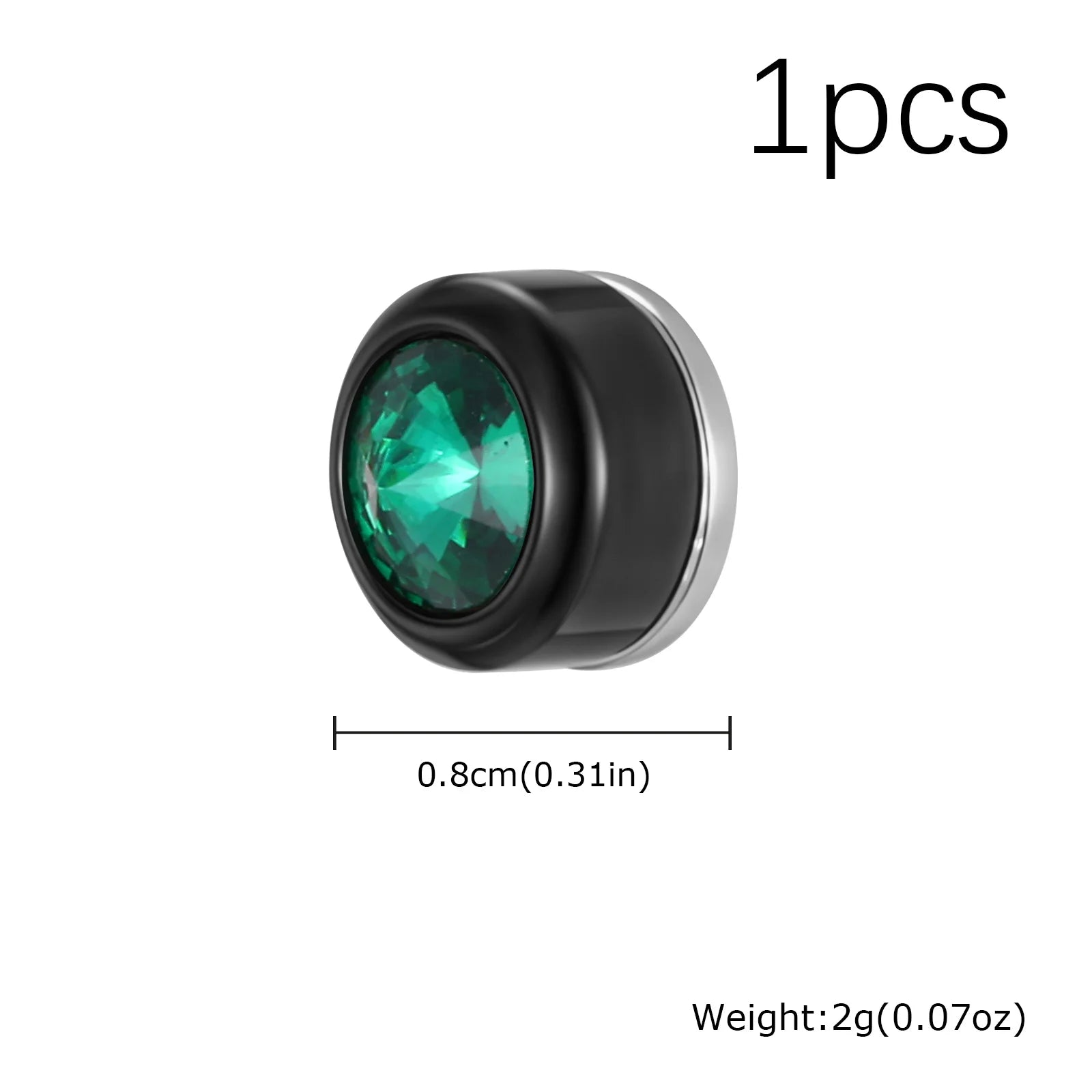 Magnetic Zircon Stud Earrings for Men,8mm Hypoallergenic Stainless Steel Non-Pierced Cli detail view