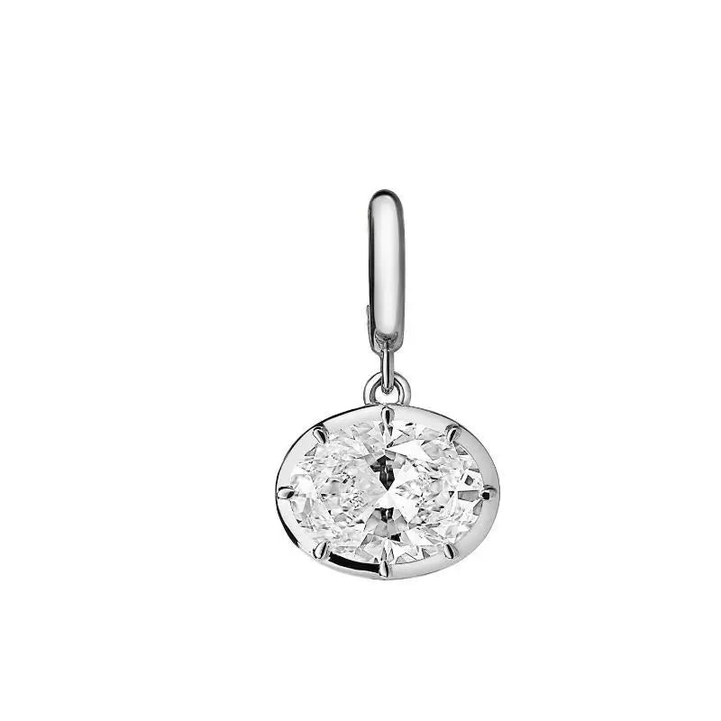 Minimalist Women's Geometric White Zircon Necklace Thin Bead Chain Pendant Non-fading close-up view
