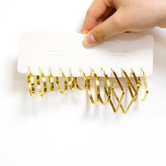 LUXUSTEEL Stainless Steel Hoop Earrings | Simple Geometric Shapes for Women detail view