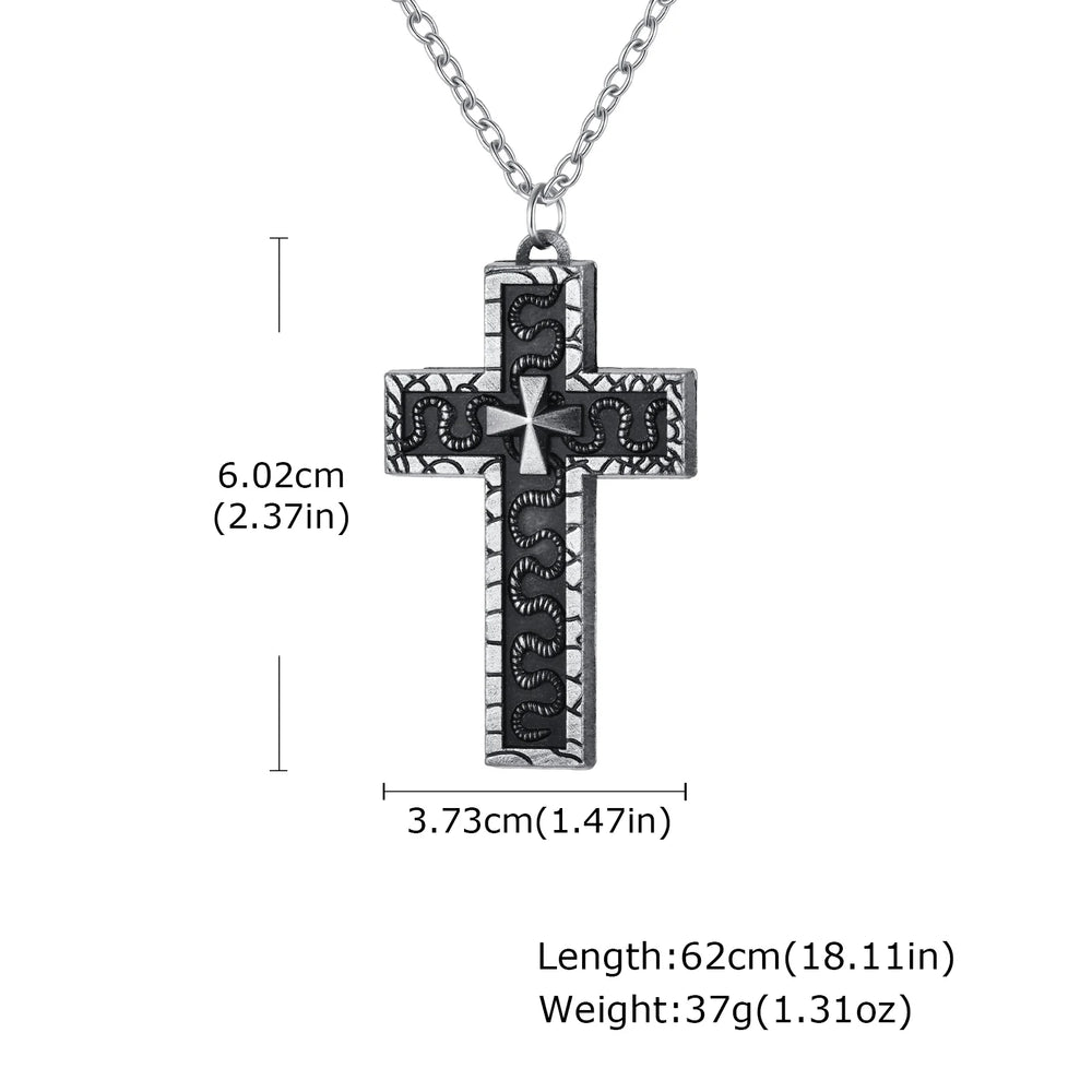 Punk Cross Pendant Necklace for Men,3D Vintage Openable Metal Pendant,Pill Necklace G alternate view