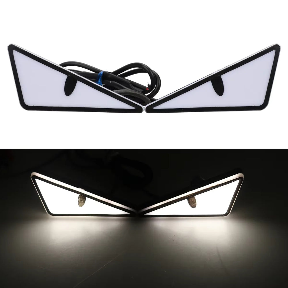 2PCS Car LED Demon Eye Light | Universal Dynamic Strobe Turn Signal Decorative Lights close-up view
