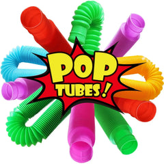 4 Pack Pop Tube Sensory Fidget Toy 4pcs Random Colorful Heavy-Duty for Construction E alternate view