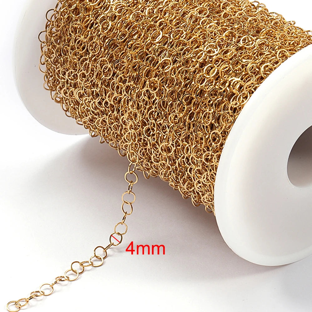 2Meters Stainless Steel Link Cable Gold Chains for DIY Jewelry Making Rolo Chain Bead alternate view