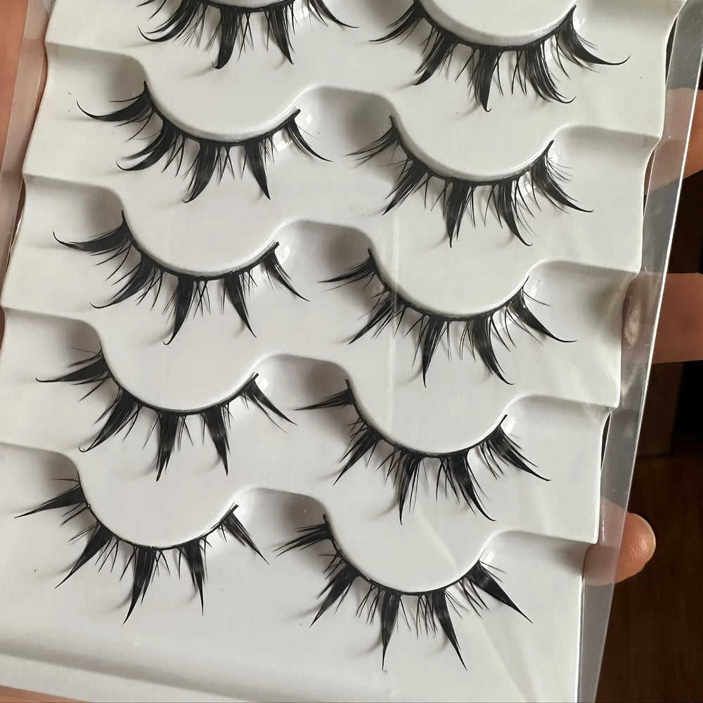 Anime-Inspired False Eyelashes | 5 Pairs Cartoon Eye Faux Lashes for Dramatic Demon S lifestyle view
