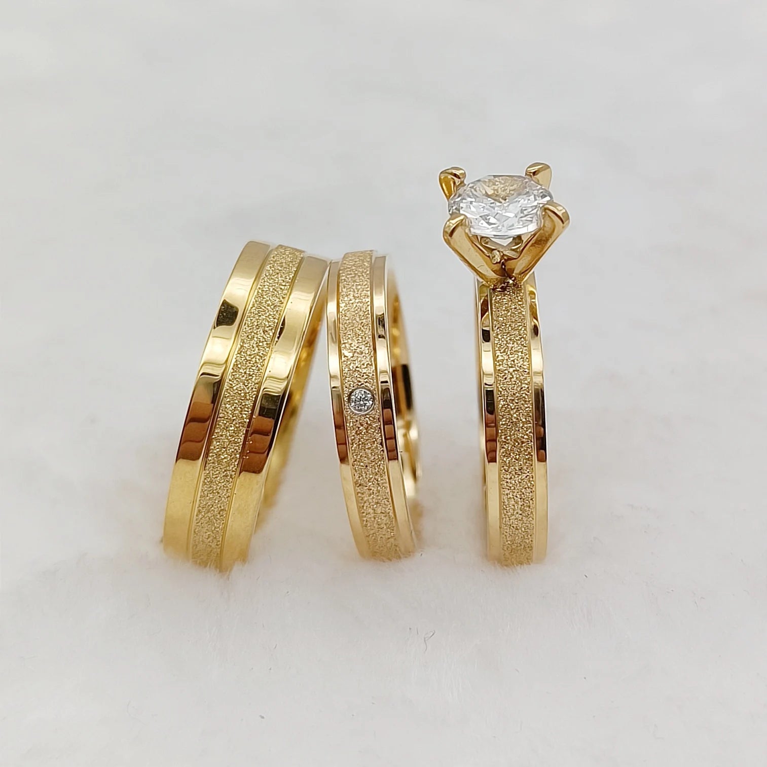 Wedding Engagement Rings Set For Couples Lover's Alliance Bands Designer cz Diamond 18k gold plated Promise Rings Jewelry Women