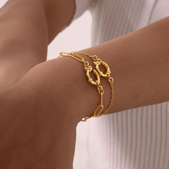 Vnox Square Chain Bracelet | Gold Stainless Steel Round Bubble Link Jewelry for Women alternate view