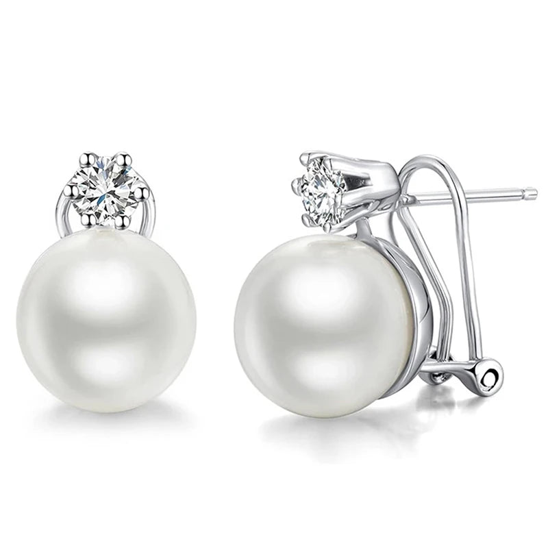 Huitan Trendy Korean Style Piercing Stud Earrings Women Graceful Simulated Pearl Jewelry for Engagem