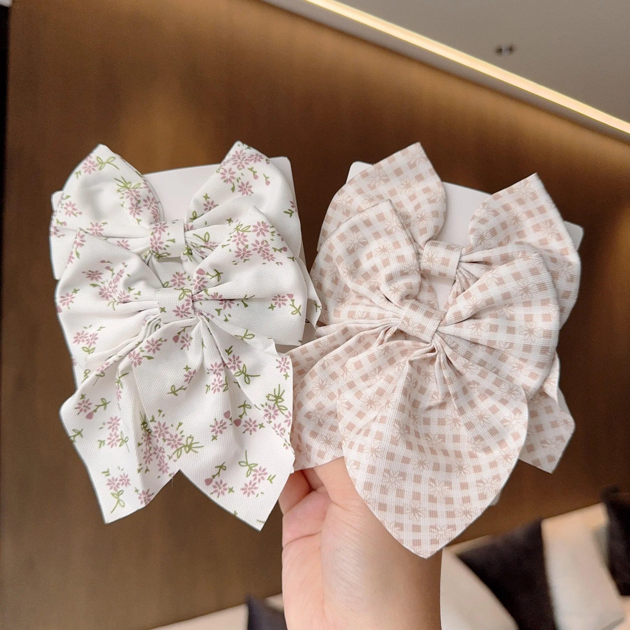2PC Spring Summer Women Kids New Floral Printed Bows Hair Clip Fresh Cute Hair Pins Barrettes Headwear Girls Hair Accessories