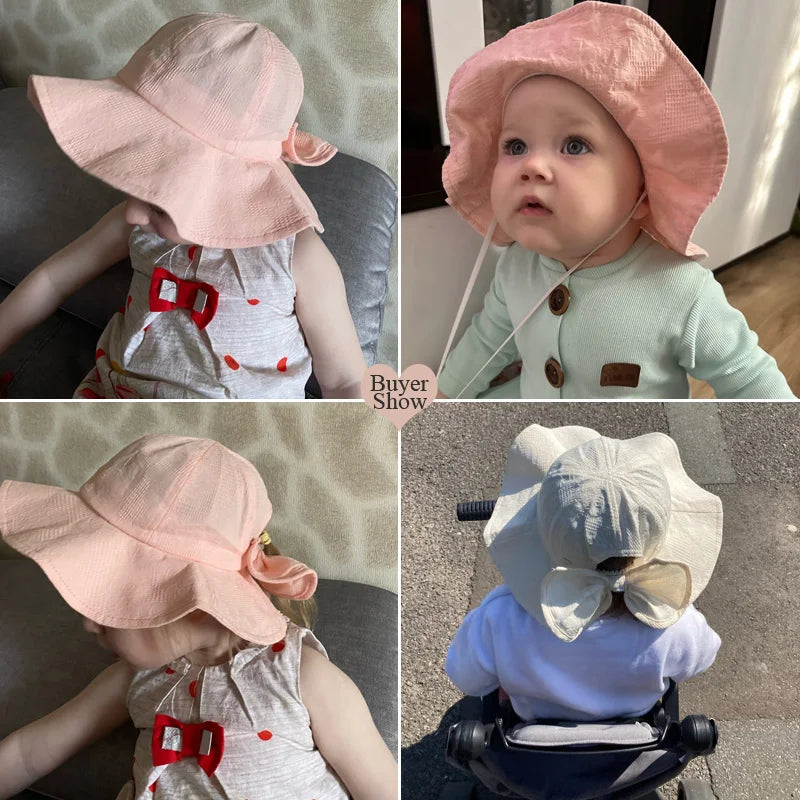 Princess Baby Bucket Hat for Girls | Big Bow Summer Sun Hat detail view