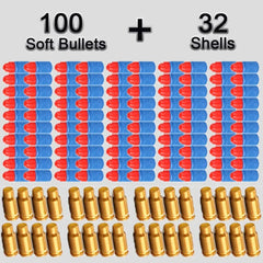 80 Shells and 100 Soft EVA Bullets for Toy Gun Glock Colt 1911 | Shooting Game Refill close-up view
