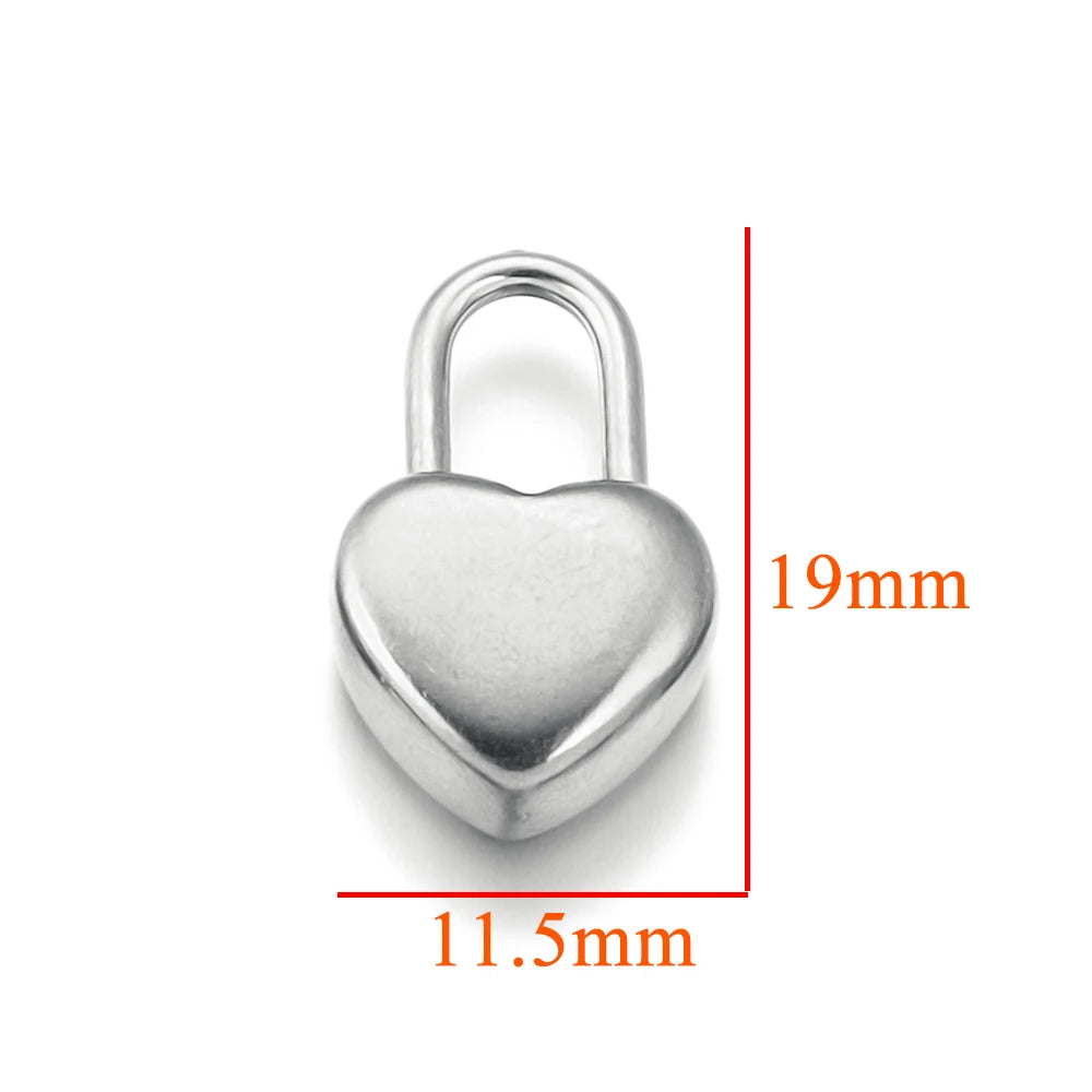 5pcs Stainless Steel Heart Lock Key Gold Plated Love Pendant Punk Hip Hop for DIY Nec lifestyle view
