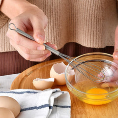Mini Stainless Steel Balloon Whisk | 3-Wire Manual Egg Beater close-up view