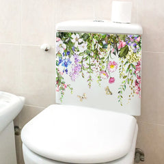 Plants Flowers Butterflies Wall Sticker | Toilet Decor Decals for Home Decoration detail view