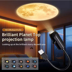 USB LED Star Galaxy Projector Lamp | Moon Earth Night Light for Bedroom Wall Decor