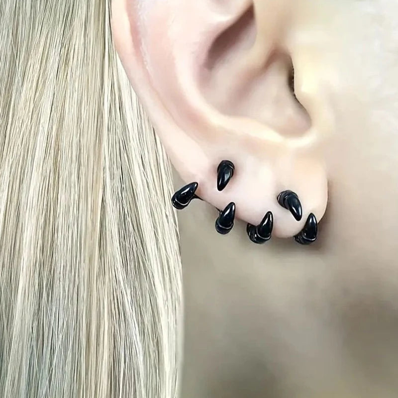 Gothic Black Claw Stud Earrings | Geometric Punk Jewelry for Women