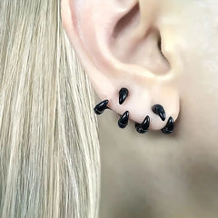 Gothic Black Claw Stud Earrings | Geometric Punk Jewelry for Women