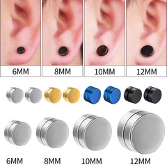 6mm/8mm/10mm/12mm Round Circle Non Piercing Strong Magnet Magnetic Mens Ear Clip Non Piercing Earrin