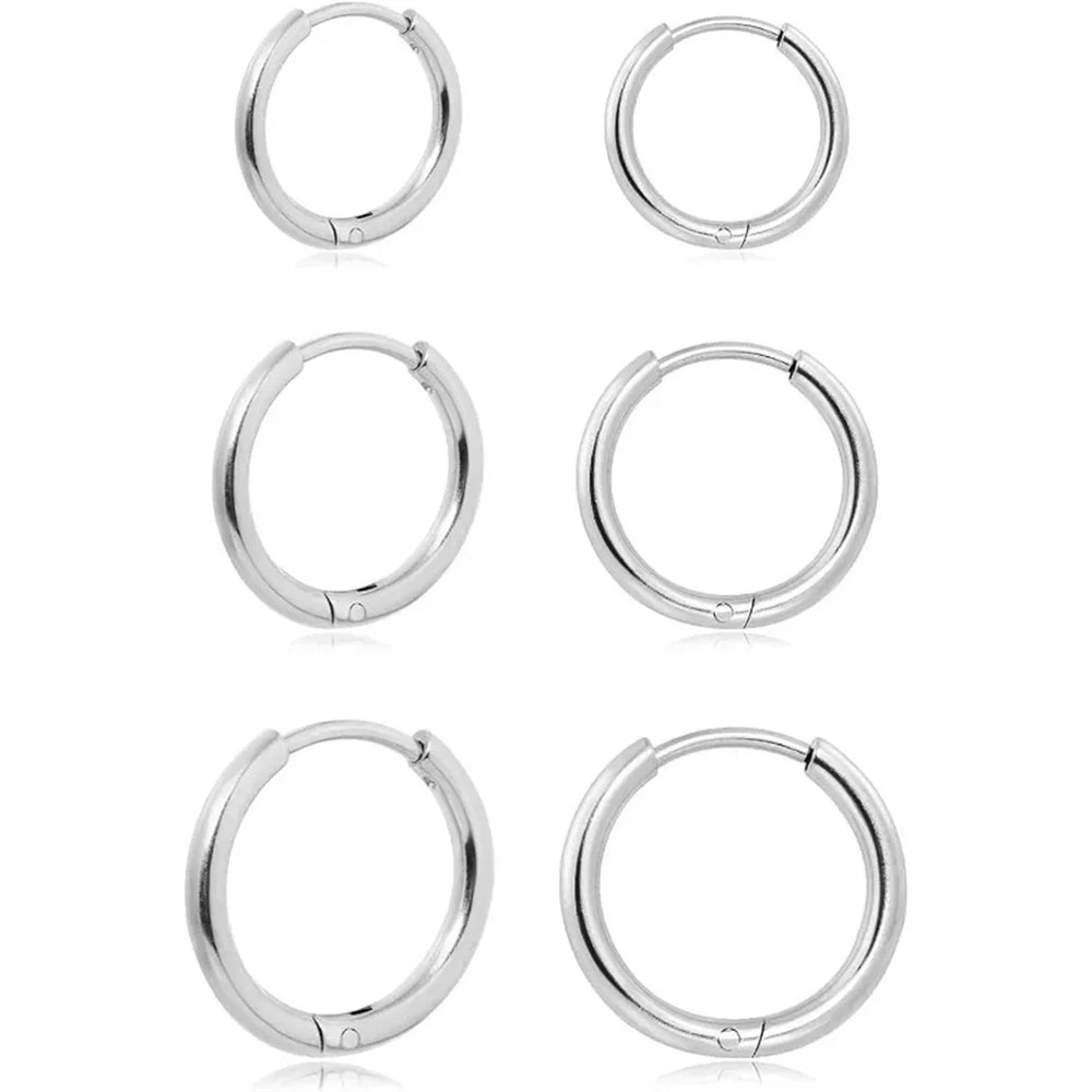 316L Stainless Steel Huggie Hoop Earrings | Hypoallergenic Cartilage Piercing Jewelry fo detail view