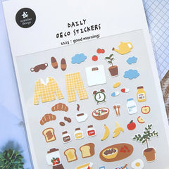 Korean Import Suatelier Good Morning Breakfast Stickers Scrapbooking Diy Journaling Di close-up view