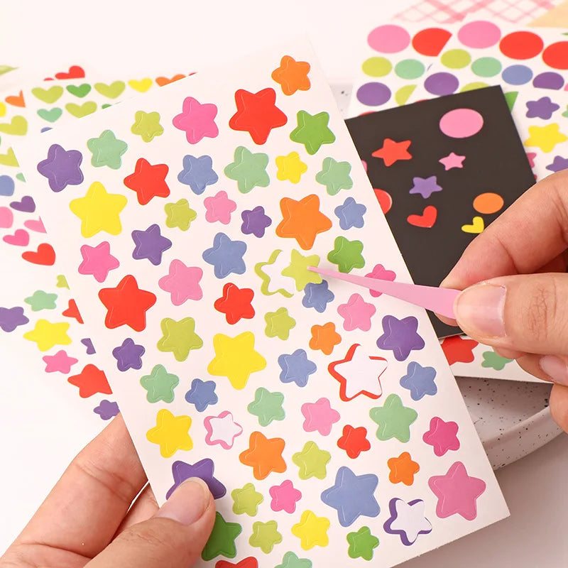 6 Sheets Colorful Sticker Set | Self-adhesive Letters, Numbers, Stars, Hearts, Dots additional angle