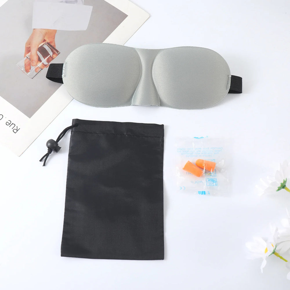 3D Sleep Mask for Travel and Nap | Lightweight Eye Cover with Storage Bag and Earplugs close-up view