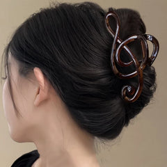 Musical Note Hair Clip Retro Resin Tea Color alternate view
