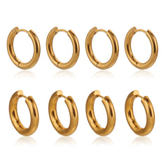 6pcs Stainless Steel 3mm 4mm Hoop Earrings | PVD Gold Plated Korean Round Earrings for Men Women