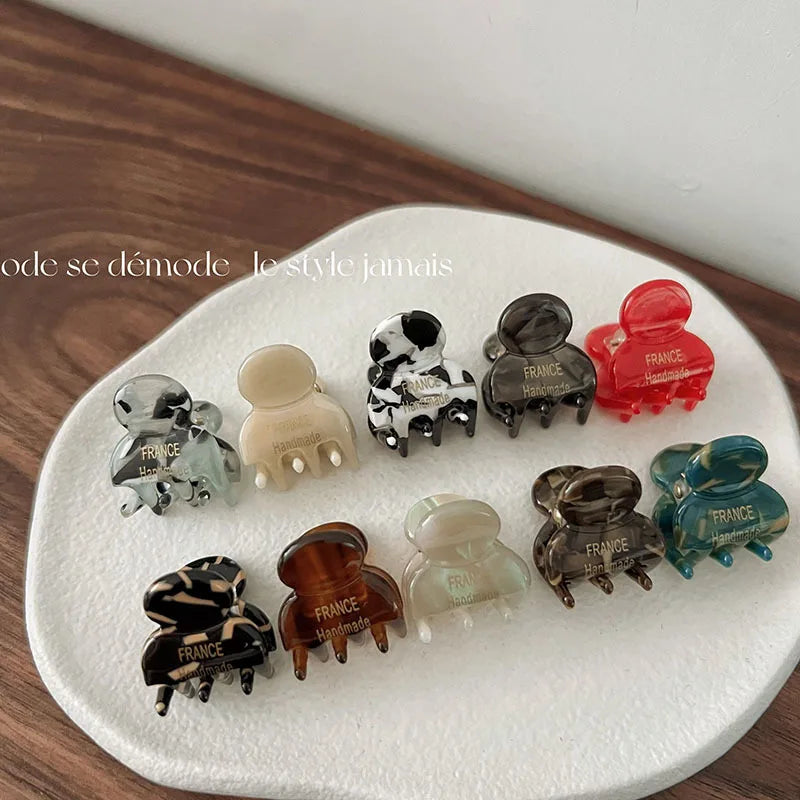 Mini 2cm Acetate Small Hair Claw Side Pins 2Pcs/Set Acetate Hair Crabs for Girls Cute lifestyle view