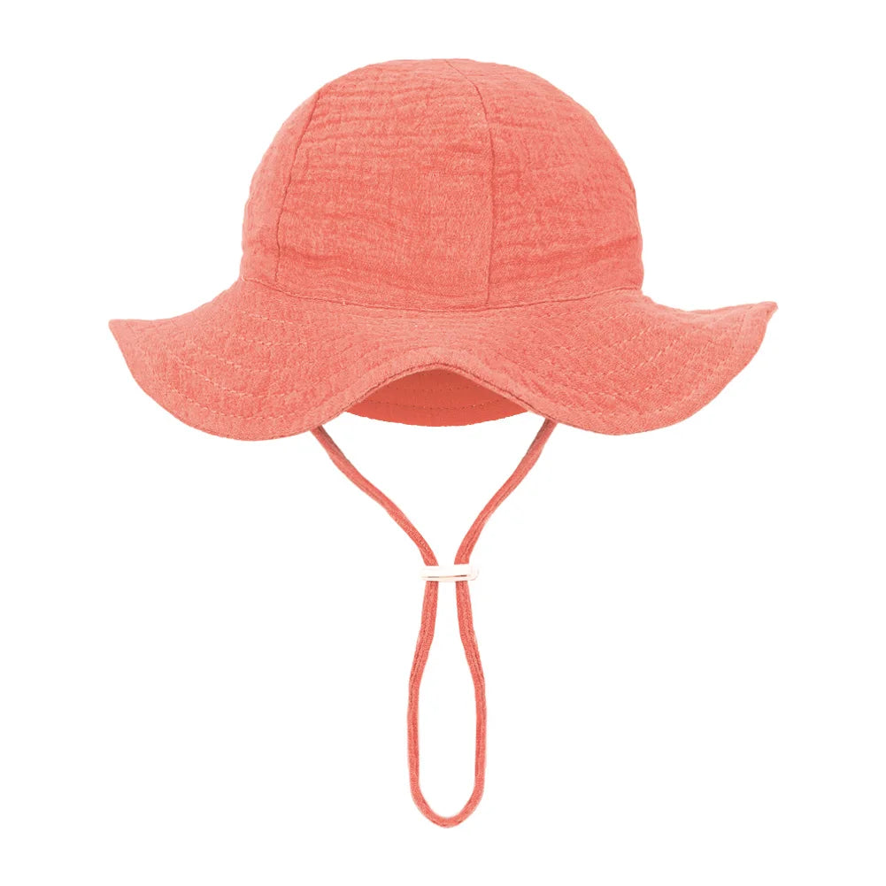 Floral Print Baby Bucket Hats | Adjustable Sun Protection Caps for Infant Boys Girls close-up view