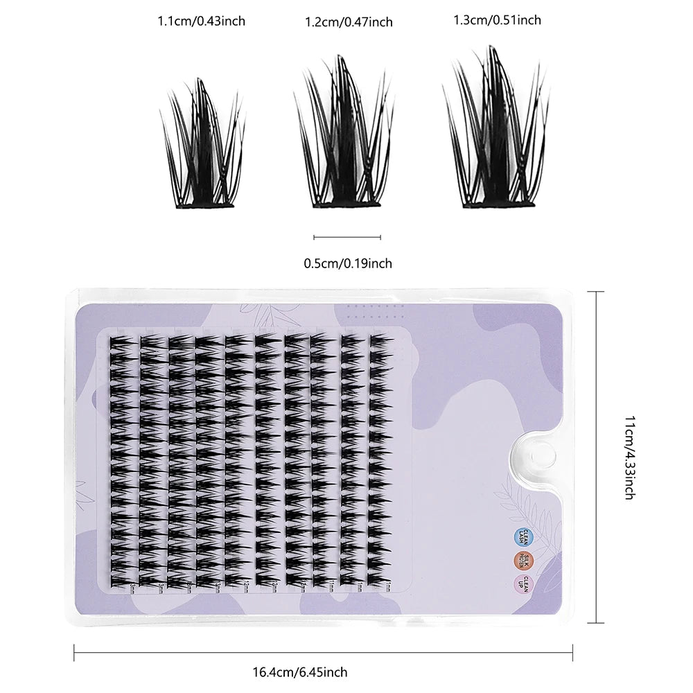 160 Pcs Wheat-Ear Shape Fake Eyelashes | Fine Stem DIY Eyelash Extension Clusters alternate view