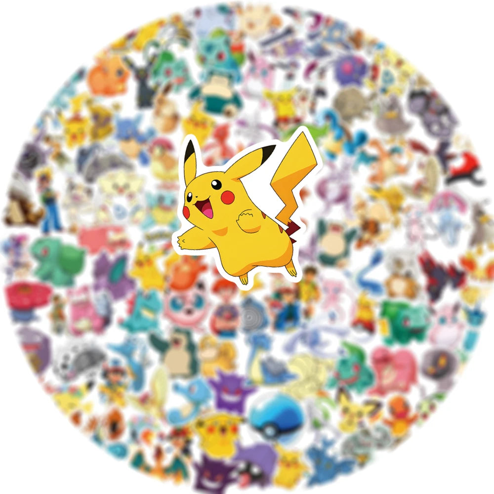 50/100/200pcs Pokemon Anime Stickers Pikachu Kawaii Sticker Laptop Suitcase Skateboard G detail view