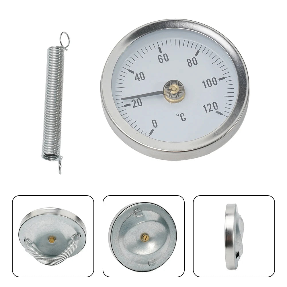 0-120°C Stainless Steel Clamp-on Tube Thermometer | Industrial Pipe Temperature Gauge wi detail view