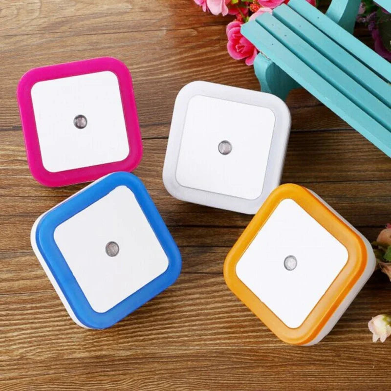 Wireless Sensor LED Night Light | Auto-On Mini Square Lamp for Baby Room close-up view