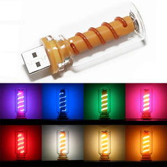 5V USB LED Spiral Filament Touch Dimming Bulb | Retro Night Light Atmosphere Lamp