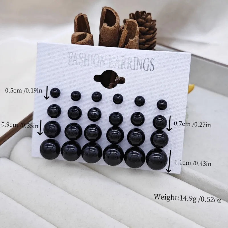 Imitation Pearl Stud Earrings Set, 12 Pairs lifestyle view