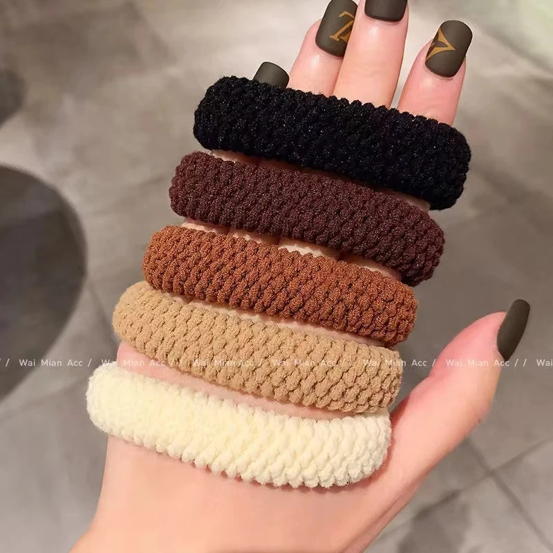 5/10 Mix Color High Elasticity Thickened Versatile Simple Scrunchies Hair-Friendly additional angle