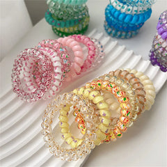 6pcs Sweet Cute Colorful Spiral Hair Ties Resin Jelly Coil Hair Rings Elastic Women G alternate view