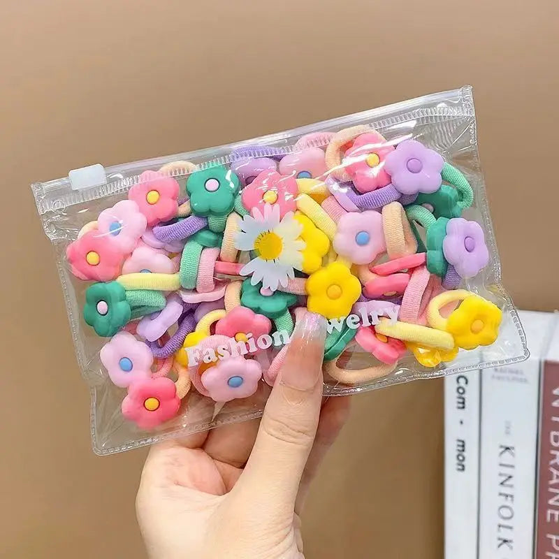 10/20Pcs/Set Cute Cartoon Rubber Elastic Hair Bands Girls Not Hurt Hair Small Scrunchi close-up view