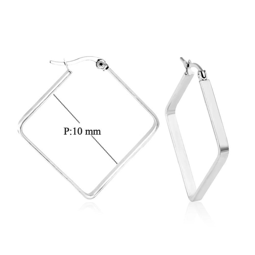 LUXUSTEEL Stainless Steel Hoop Earrings | Simple Geometric Shapes for Women detail view