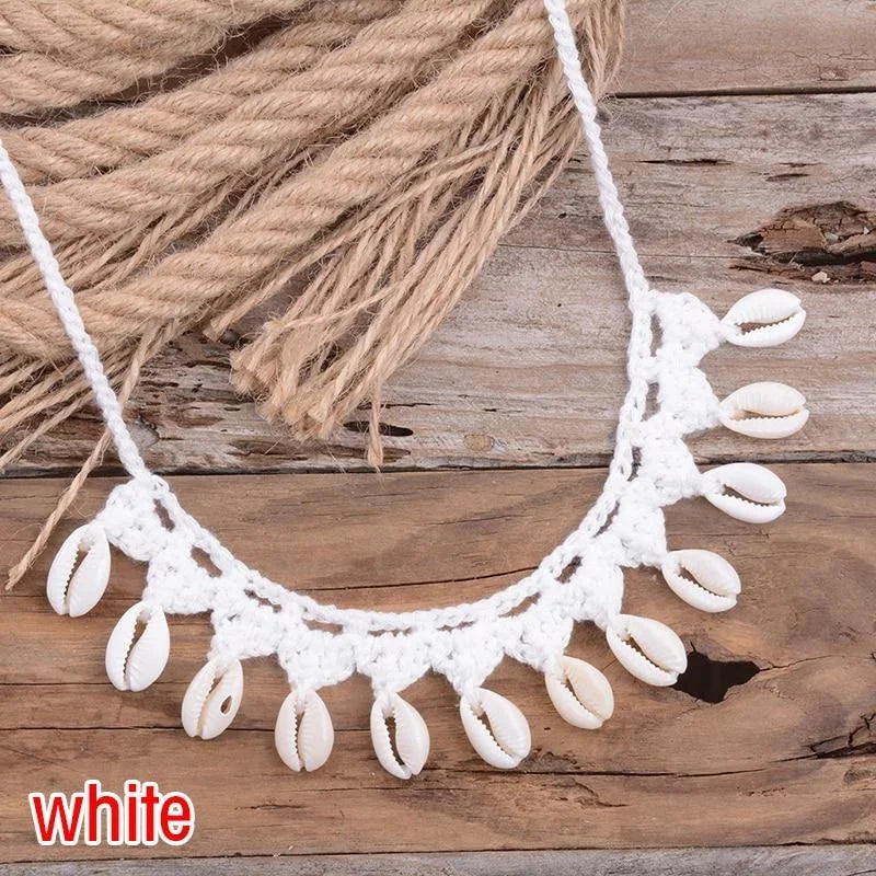 Handmade Shell Choker Necklace | Bohemian Beach Jewelry for Women detail view