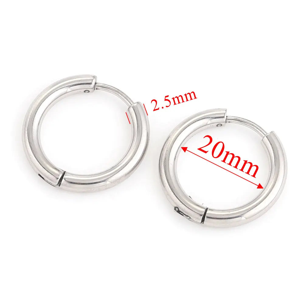6pcs Stainless Steel Hoop Earrings Set | Hypoallergenic Korean Style Earrings for Wom alternate view
