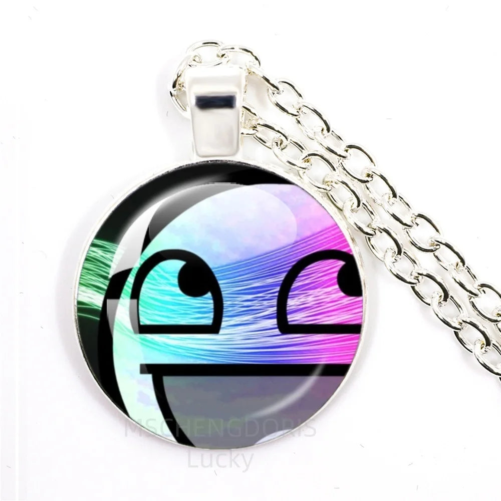 Funny Meme Cartoon Glass Pendant Necklace | Unisex Party Jewelry Gift alternate view