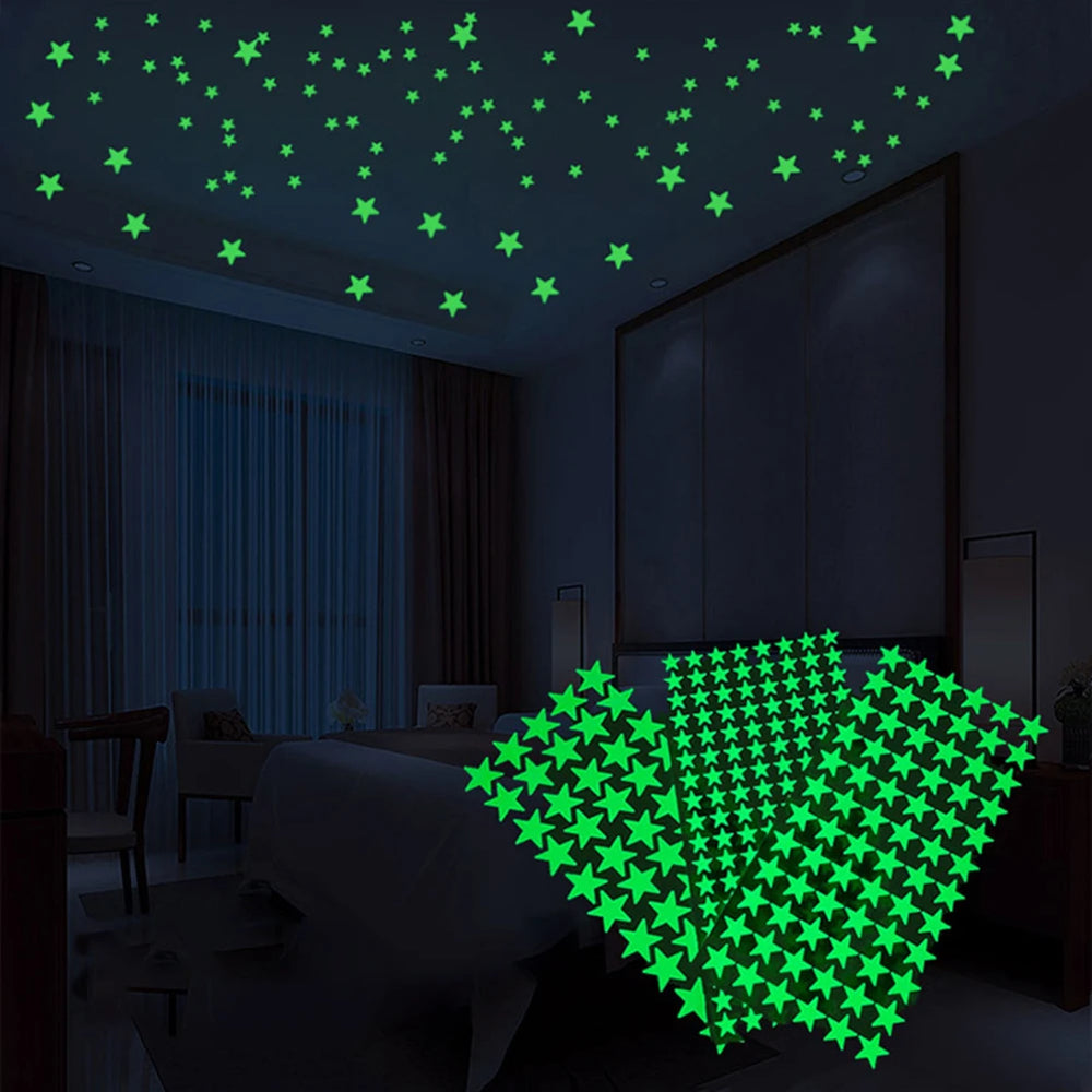 Glow In The Dark 3D Star Wall Stickers | Creative Luminous Room Decor lifestyle view