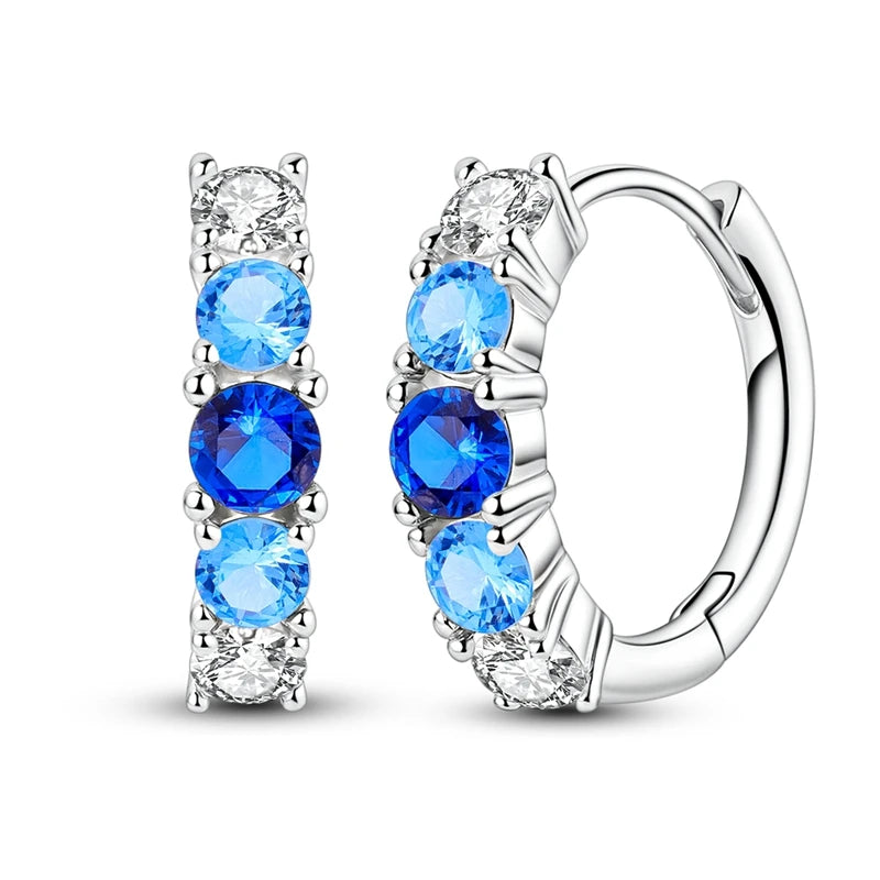 Original 925 Sterling Silver Blue Zirconium Butterfly Earrings Colored Hoop Earrings lifestyle view