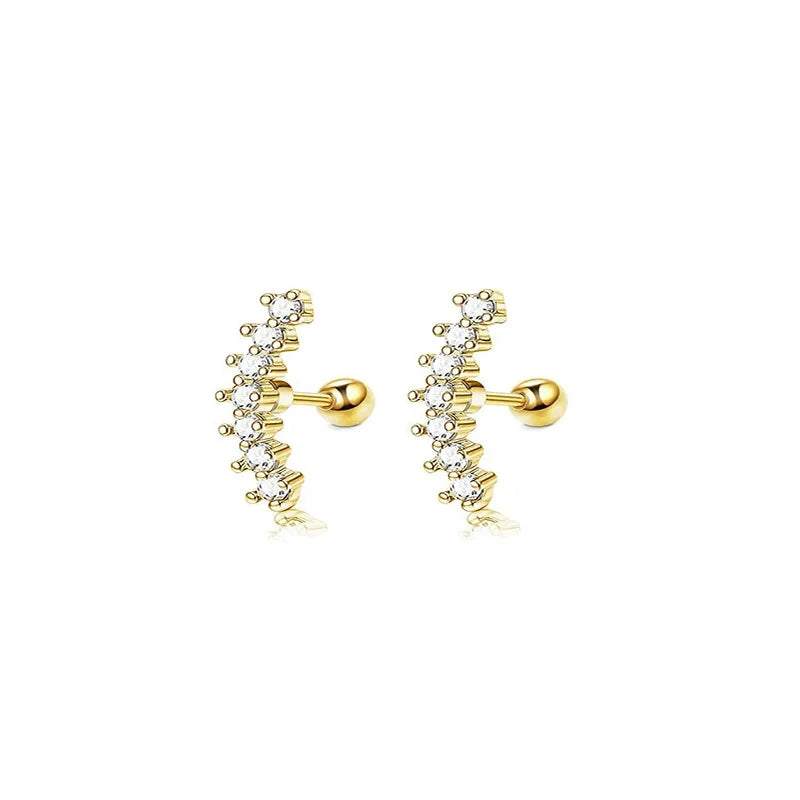 1/7Pairs Stainless Steel Unisex Cartilage Stud Earrings,Inlay Cubic Zirconia Hypoallerge detail view