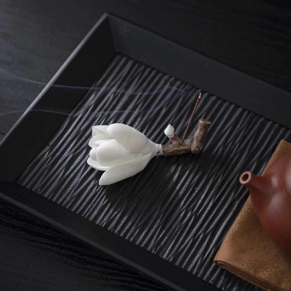 Ceramic Magnolia Flower Incense Holder | Handmade Zen Decor alternate view
