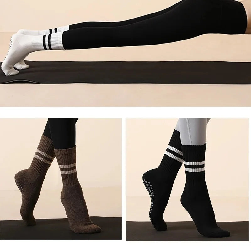 1/3/5 Pairs High Quality Bandage Yoga Socks Women Anti Slip Quick Dry Breathable Yoga lifestyle view